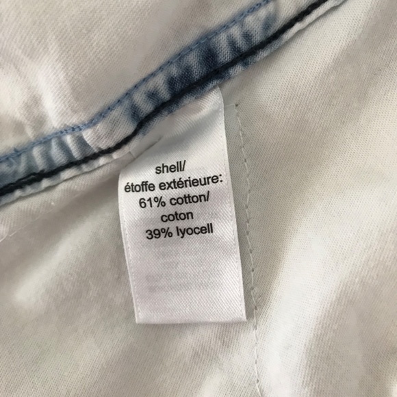 Upcycled Maurices Rodeo Boho Dip-Dye Grunge Knit Hoodie Denim Shirt Size 2 - Picture 8 of 8